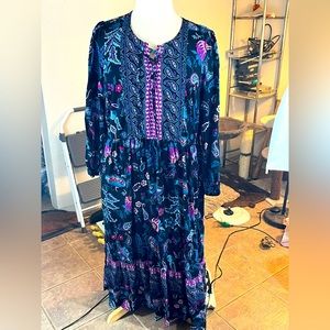 Lane Bryant Size 20 Modest Blue and Purple Dress in Light Summer Fabric